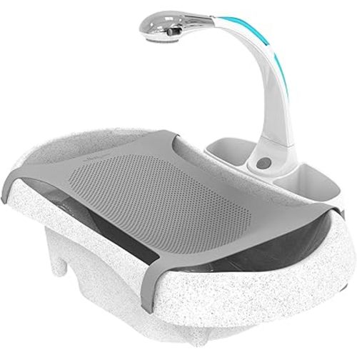 The First Years Rain Shower Baby Bath Tub Set - Includes Convertible Bath Tub and Sling with Soothing Spray - Baby Bath Seat and Spa for Newborn to Toddler - Baby Bath Essentials