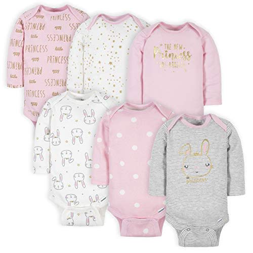 Gerber Baby Girls' 6-Pack Long-Sleeve Onesies Bodysuits
