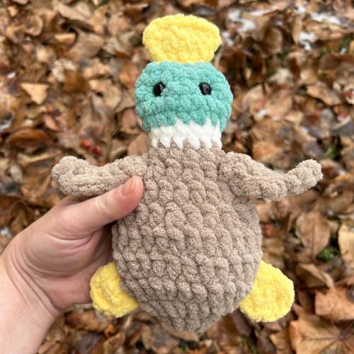 crochet duck snuggle gift, mallard lovey baby shower gift