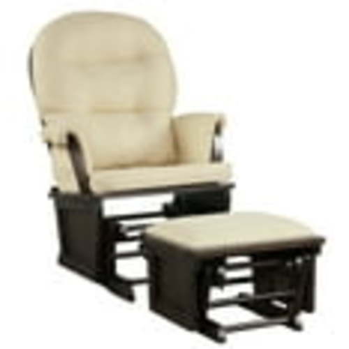Costway Modern Wooden Glider & Ottoman Set, Rocking Chair for Bedroom & Nursery, Beige