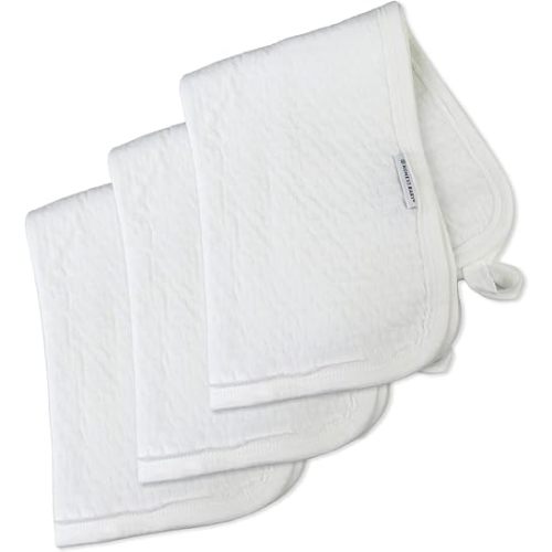 HonestBaby 3-Pack Matelasse Premium Burp Cloths Soft Absorbent 100% Organic Cotton for Infant Baby Boys, Girls, Unisex, White, One Size