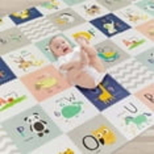 IFOYO Foldable Baby Foam Playmat, Large Double-Side Activity Crawl Play Mat for Baby, Green Elephant Alphabet, 79" x 59", 0-6 Years