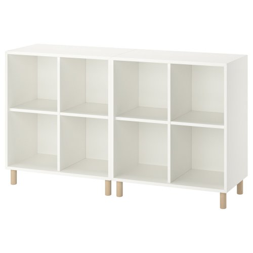 EKET Rangement avec pieds - blanc/bois 140x35x80 cm (55 1/8x13 3/4x31 1/2 ")