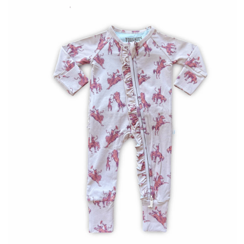 Bubblegum Pink Broncs Convertible Ruffle One-piece - Toughies