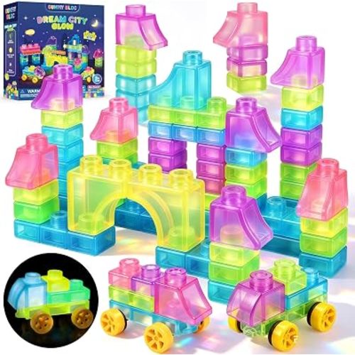 57PCS Soft Glow in The Dark Building Blocks for Toddlers, Dream City