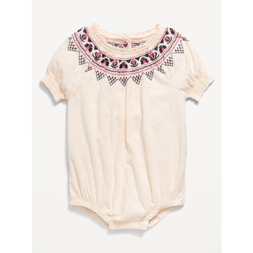 Textured Dobby Embroidered One-Piece Romper for Baby