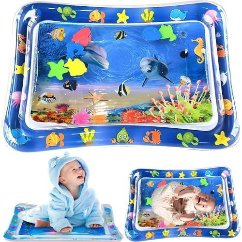 Meidong Tummy Time Baby Water Mat, Inflatable Infant Toys,3 6 12 Months, BPA-Free Newborn Gift