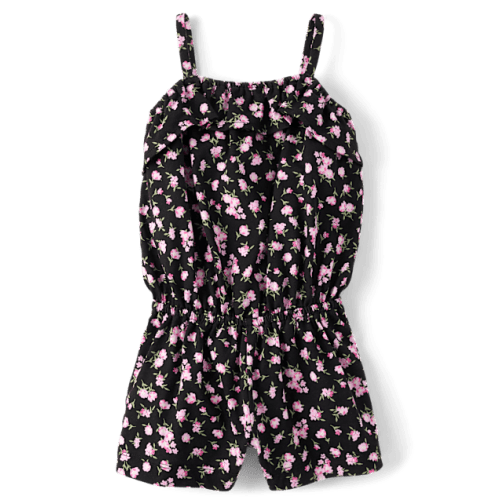 Baby And Toddler Girls Print Ruffle Romper - Pink