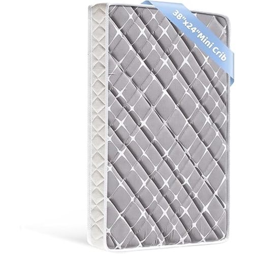 Mini Crib Mattress - 38x24x4 Inch- Dual Sided with Firm Support and Comfort Foam- Breathable, Non-Toxic, Quiet and Odorless, Fits Most Mini Cribs (Does Not Fit Playard or Standard Crib)