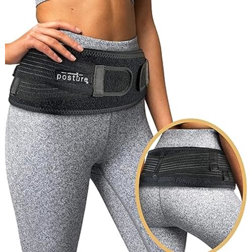 Sacroiliac Hip Belt for Women and Men That Alleviates Sciatic, Pelvic, Lower Back, Leg and Sacral Nerve Pain Caused by Si Joint Dysfunction| Trochanter Brace (Regular, Black)