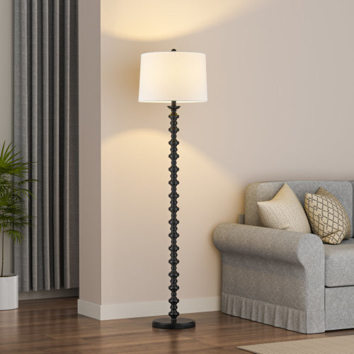 Bungalow Rose 63.5" Bronze Floor Lamp With Fabric Drum Shade & Reviews | Wayfair