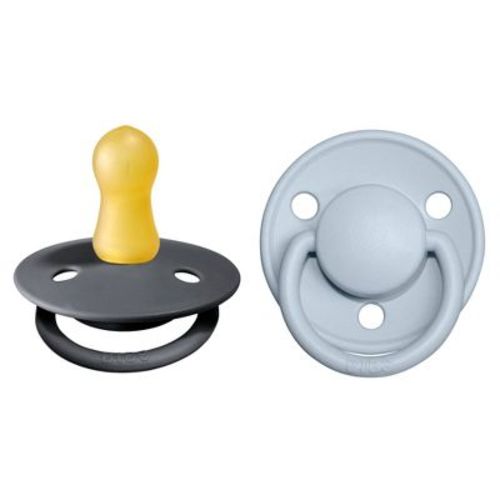Bibs De Lux Latex Pacifier - 0-6m - Size 1 - 2pk - Iron/baby Blue