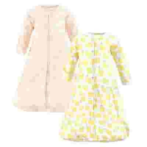 Hudson Baby Infant Girl Cotton Long-Sleeve Wearable Sleeping Bag, Sack, Blanket, Lemon Daisy Long Sleeve, 3-9 Months