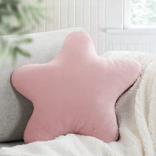 Ashler Cute Star Shaped Throw Pillows for Kids, Pink 3D Decorative 18x18 in Velvet Plush Pillow, Soft Preppy Pillows for Living Room and Bedroom
