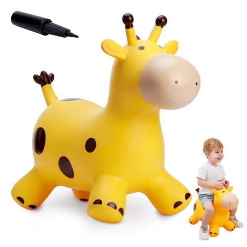 PLAYZAP Bouncy Horse for Toddlers 1-3, Inflatable Animal Hopper Bounce Toys with Pump, Ride on Bouncer Hopping Gifts for 2-6 Year Old Boys Girls - Giraffe