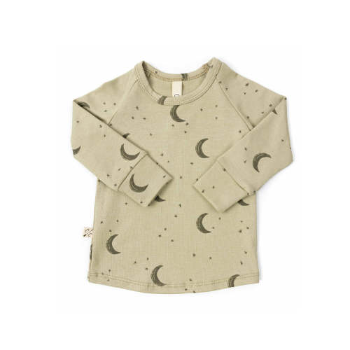 rib knit long sleeve tee - lunar on flax