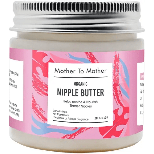 Organic Nipple Butter Breastfeeding Cream by Mother To Mother | Lanolin-Free, Safe for Nursing & Dry Skin, Non-GMO Project Verified, 2 FL oz, White, 2 Ounce