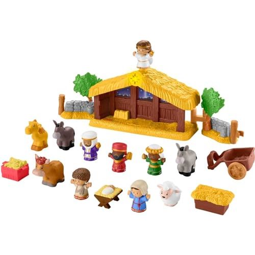 Fisher-Price Little People Toddler Toy Nativity Set with Music Lights and 18 Pieces for Christmas Play Ages 1+ Years