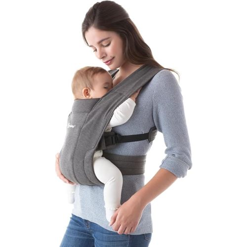 Ergobaby Embrace Baby Carrier Newborn to Toddler - Breathable Baby Carriers for Summer - Cozy Essentials (7-25 Pounds), Ponte Knit, Heather Grey