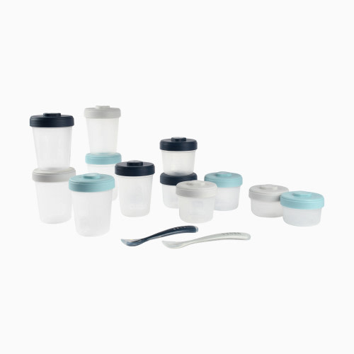 Beaba Clip Containers (Pack of 12) + Spoons - Rain