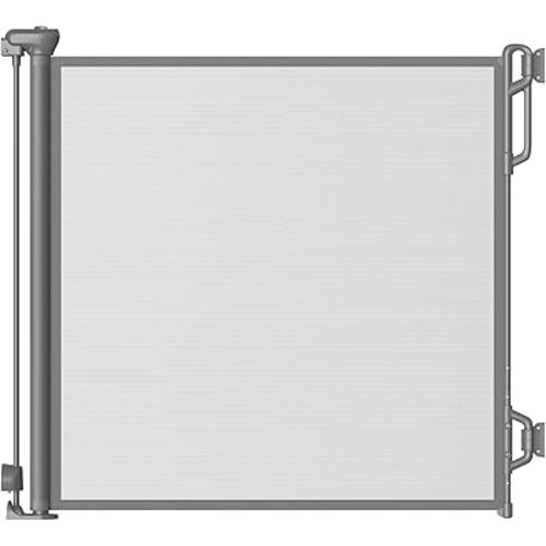 Retractable Safety Baby Gate or Mesh Dog Gate,Durable Portable Mesh Retractable Gate,Easy to Use for Stairs, Doorways,Hallways, Indoor, Outdoor, 33.5" Tall, Extends to 65" Wide, Gray