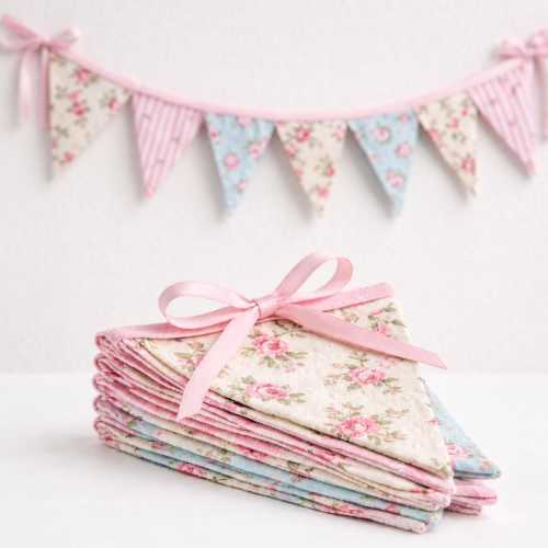 Floral Fabric Bunting Banners, Cotton Pennant Garlands, Double Layer Cotton, Boho Nursery Decor