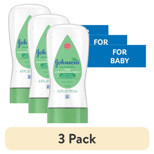 (3 pack) Johnson's Baby Body Moisturizing Oil Gel, Aloe Vera & Vitamin E, Soothing, 6.5 fl oz