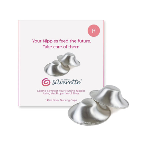 SILVERETTE® The Original Silver Nursing Cups, Nipple Covers for Breastfeeding Essentials, Pure 925 Silver Nipple Shields for Breastfeeding Newborn, Lightweight Nursing Cups, Regular Size