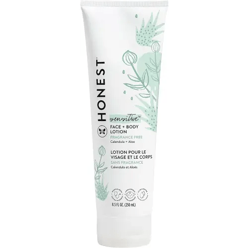 The Honest Company Hydrating Face + Body Lotion | Fast Absorbing, Naturally Derived, Hypoallergenic | Fragrance Free Sensitive, 8.5 fl oz