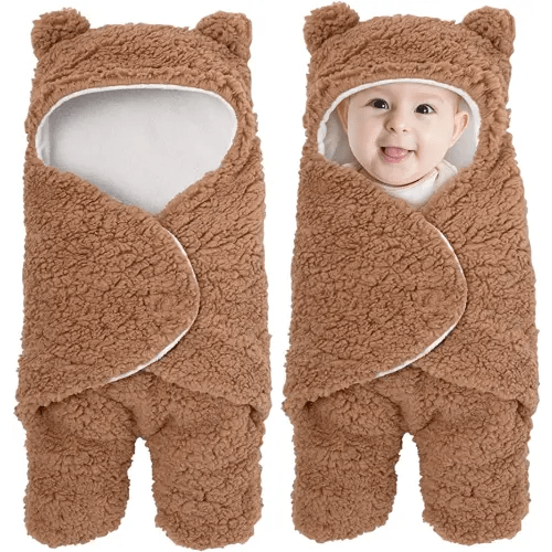 Soarwg Kids Baby Swaddle, Cute Bear Natural Swaddle Blanket Wrap, Newborn Essentials Softness Plush Baby Sleeping Receiving Blanket, Baby Girl and Boy Registry Gift Comfort, 0-6 Months