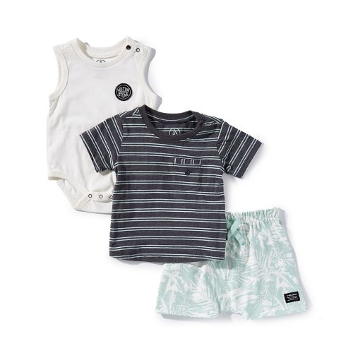Volcom Baby Boys 12-24 Months Jersey Bodysuit, T-Shirt, and Shorts 3-Piece Set With Matching Hat