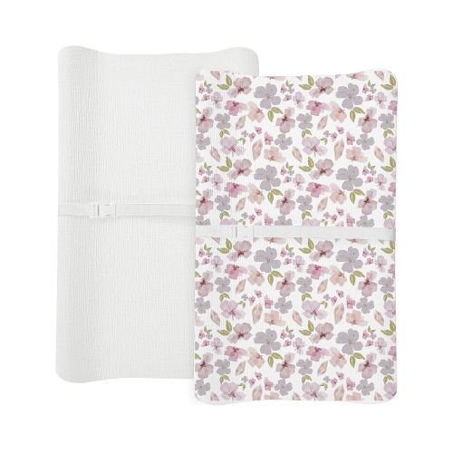 Changing Pad Cover for Baby Boy Girl 2 Pack, Muslin Changing Table Pad Covers with Boho Style, Neutral Nursery Bedding Essentials Soft and Breathable (Purple Petals & White)