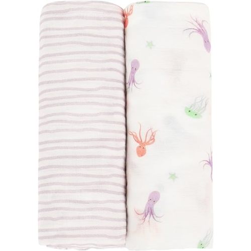 Ultra-Soft Baby Swaddle - Baby Essentials, Newborn Essentials,70% Bamboo Viscose and 30% Spandex, (Octopus & Lavender)