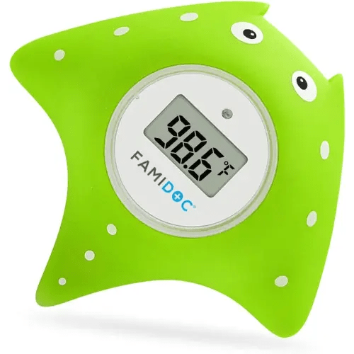 Baby Bath Thermometer with Room Thermometer - Famidoc FDTH-V0-22 NEW Upgraded Sensor Technology for Baby Health Bath Tub Thermometer Floating Toy Thermometer (Green)