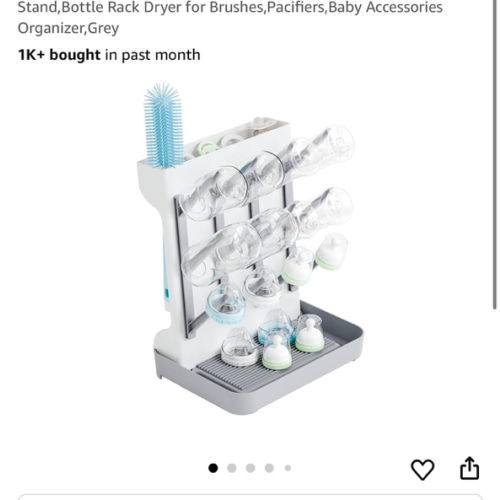 SuoXing Vertical Baby Bottle Drying Rack,Space Saving Countertop Baby Drying Rack for Bottles,Large Baby Bottle Station Stand,Bottle Rack Dryer for Brushes,Pacifiers,Baby Accessories Organizer,Grey