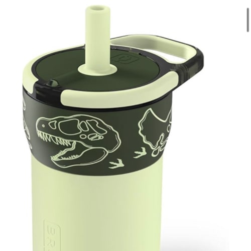 Amazon.com: BrüMate Leap 12oz 100% Leakproof Kids Tumbler with Handle and Silicone Soft Straw | Drop Resistant Silicone Sleeve | For Kids 4+ | Insulated Stainless Steel | Cup Holder Friendly | 12oz (Dinos) : Home & Kitchen