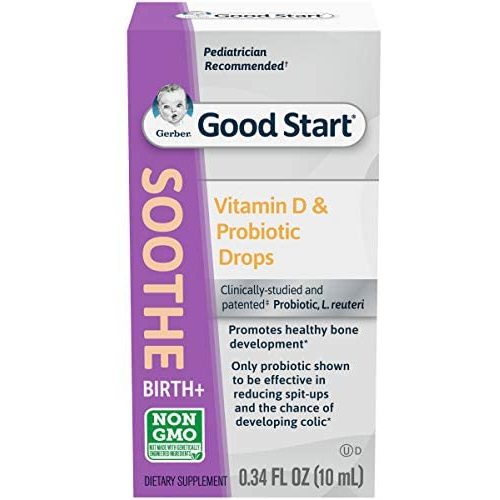 Gerber Soothe Baby Probiotic Drops with 100% Daily Vitamin D for Newborns, Infants, Babies & Toddlers, Colic, Spit-Up & Digestive Health, Clinically Proven, 0.34 Fl Oz