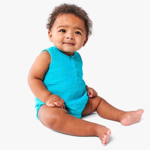 Baby cotton gauze henley tank shortie | Primary.com