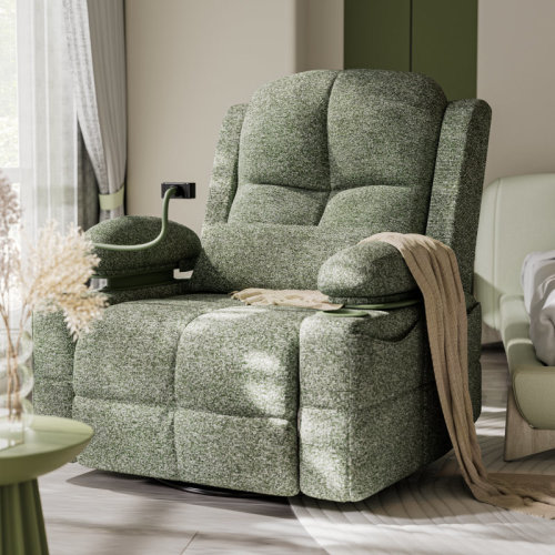 MAMAZING Electric Power Adjustable Armrests Swivel Rocking Chair Reclining Glider With USB Charge and Phone Holder & Reviews | Wayfair