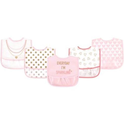 Little Treasure Baby Girl Waterproof Peva Bibs 5pk, Sparkling, One Size