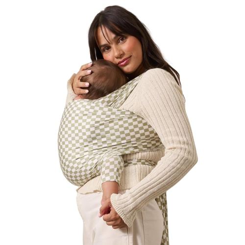 Solly Baby Wrap, Buttery-Soft Baby Carrier Newborn to Toddler 8-25 Lbs., Lightweight & Hands-Free Infant Sling Wrap, Breathable Carrier, Baby Wearing & Postpartum Essential, New Mom Gift, Sage Chequer