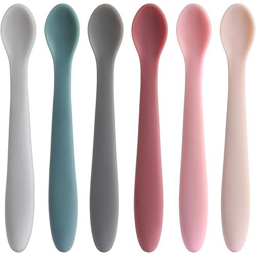 TmepCheck Temperature Color-Changing Silicone Spoons, First Stage Baby Feeding Spoons, Soft Tip Baby Utensils, Infant Utensils Feeding Supplies, Dishwasher & Boil-proof