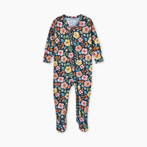 Gerber 2-Way Zip Snug Fit Footed Pajamas - Midnight Floral, 3-6 M
