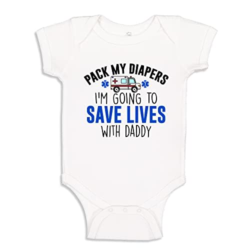 I'm Going to Save Lives with Daddy EMT or Paramedic Baby One Piece Or Toddler T-Shirt Ambulance Baby Clothes