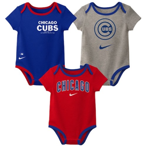 Chicago Cubs Nike Infant Authentic Collection Three-Pack Bodysuit Set