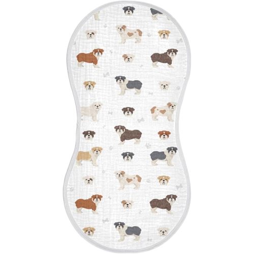 vvfelixl Muslin Burp Cloths Different English Bulldog Baby Washcloths for Baby Girl Boys 2 Pack
