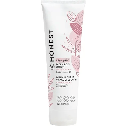 The Honest Company Hydrating Face + Body Lotion | Fast Absorbing, Naturally Derived, Hypoallergenic | Sweet Almond Nourish, 8.5 fl oz