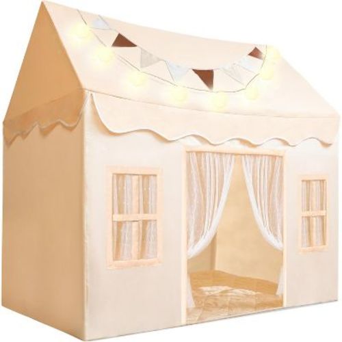 Syncfun Play Tent For Kids, Indoor & Outdoor Tent With Blanket, Led Lights & Flags, Spacious 51*35*52 Inch Playhouse For Boys & Girls Toddlers Age 3-7