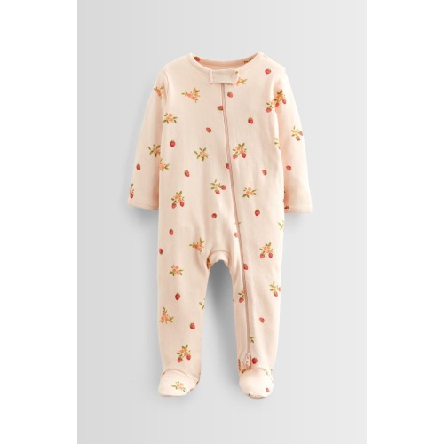 6 Months Strawberry Print Cotton Footie