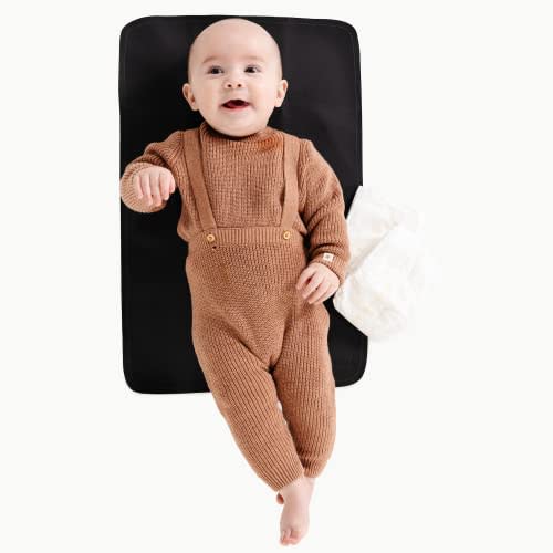 Gathre Premium Baby Changing Mat (14 x 22 inches) Foldable, Wipeable & Water Resistant Leather Bed Pad for Infant Changing Table | Portable Diaper Changing Station for Home & Travel Use (Raven)